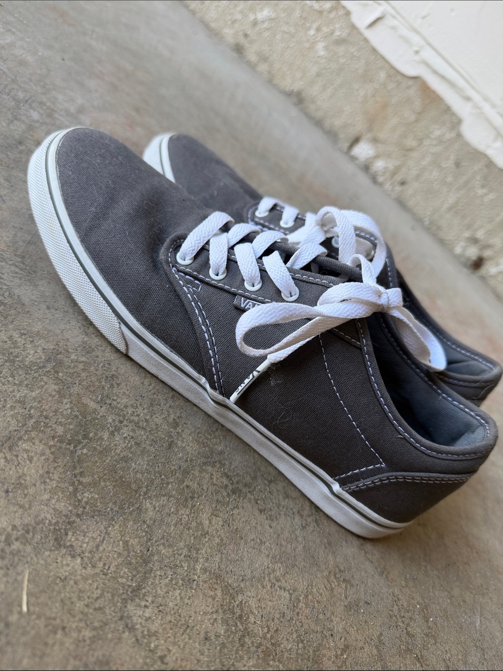 Vans Low-Top Canvas Sneakers in Charcoal Gray and White